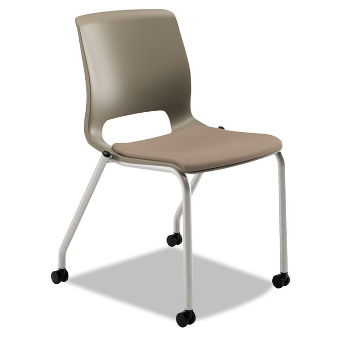 Motivate Four-Leg Stacking Chair, Supports Up to 300 lb, Morel Seat, Shadow Back, Platinum Base, 2/Carton