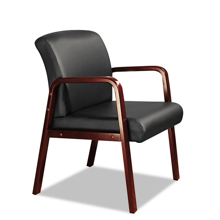 Alera Reception Lounge WL Series Guest Chair, 23.81'' x 25.37'' x 32.67'', Black Seat/Black Back, Cherry Base