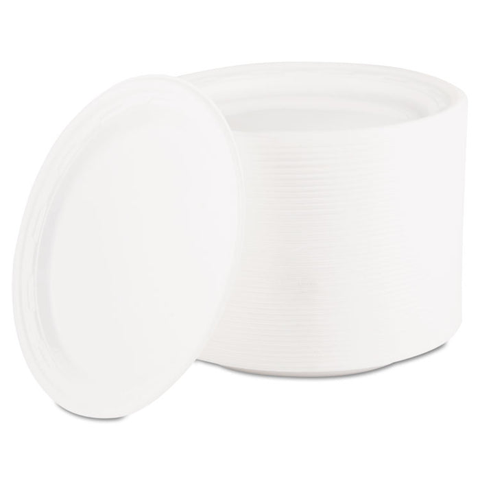 Famous Service Plastic Dinnerware, Plate, 6" dia, White, 125/Pack