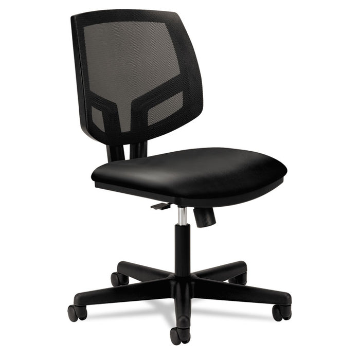 Volt Series Mesh Back Leather Task Chair with Synchro-Tilt, Supports up to 250 lbs., Black Seat/Black Back, Black Base