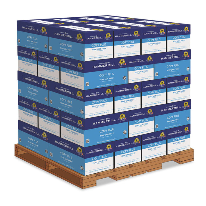 Copy Plus Print Paper, 92 Bright, 20 lb Bond Weight, 8.5 x 11, White, 500 Sheets/Ream, 10 Reams/Carton, 40 Cartons/Pallet