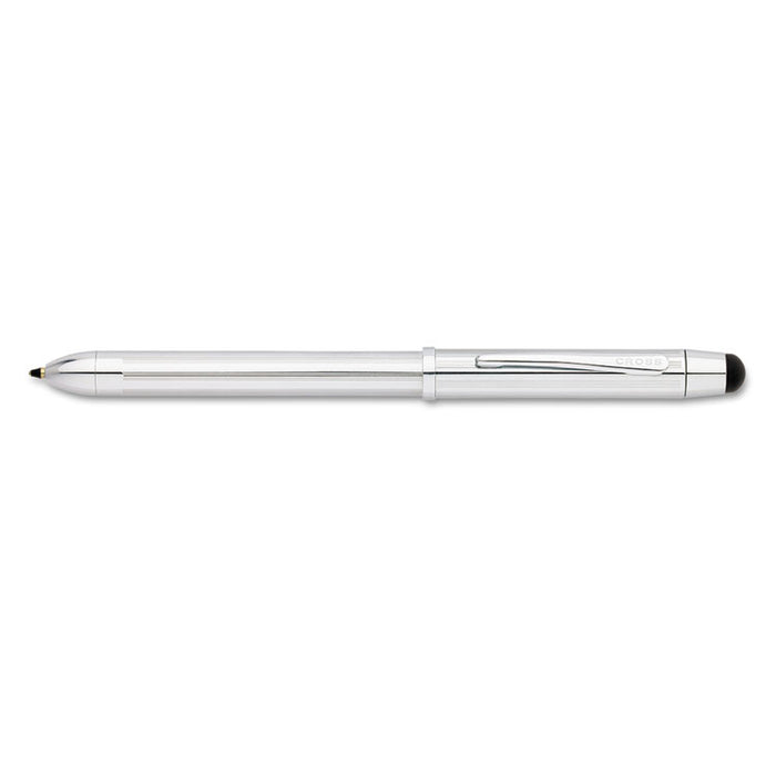 Tech3+ Retractable Ballpoint Pen/Stylus Gift Box, 1mm, Black/Red Ink, Chrome Barrel