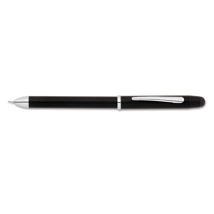 Tech3+ Multi-Color Ballpoint Pen/Stylus, Retractable, Medium 1 mm, Black/Red Ink, Satin Black/Chrome-Plated Accents Barrel