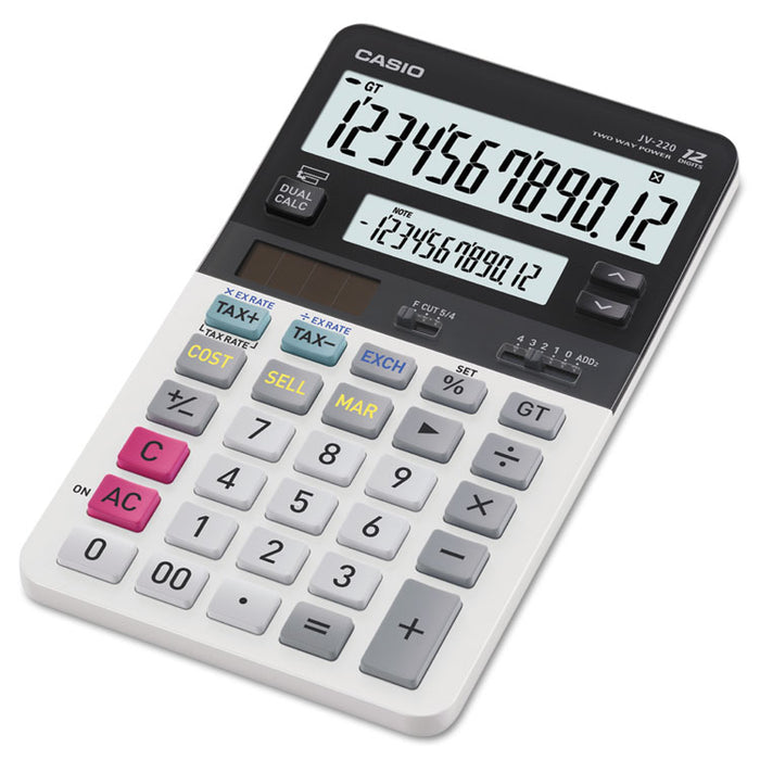 JV220 Dual Display Desktop Calculator, 12-Digit LCD