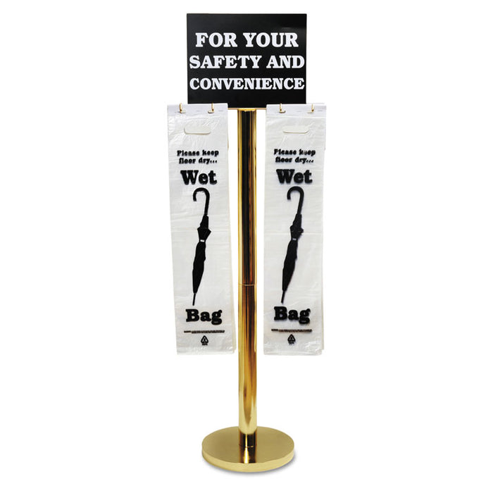 Wet Umbrella Bag Stand, 16w x 12d x 54.5h, Brass/Black/White