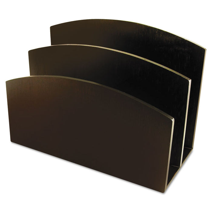 Eco-Friendly Bamboo Curves Letter Sorter, 2 Sections, DL to A6 Size Files, 7.13" x 3.25" x 5.13", Espresso Brown