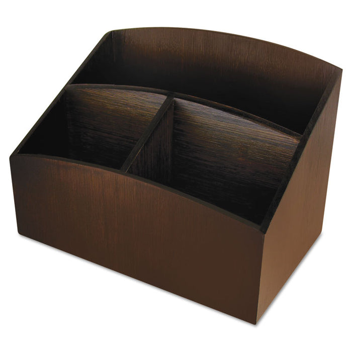 Eco-Friendly Bamboo Curves Desk Organizer, 7 1/4 x 4 3/4 x 5 1/4, Espresso