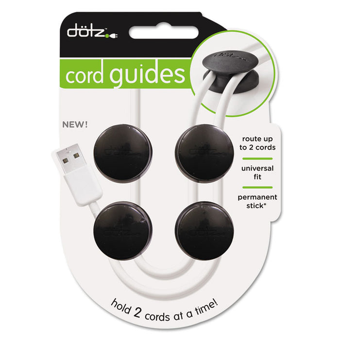 Cord Guides for Desks and Workstations, Black, 4/Pack