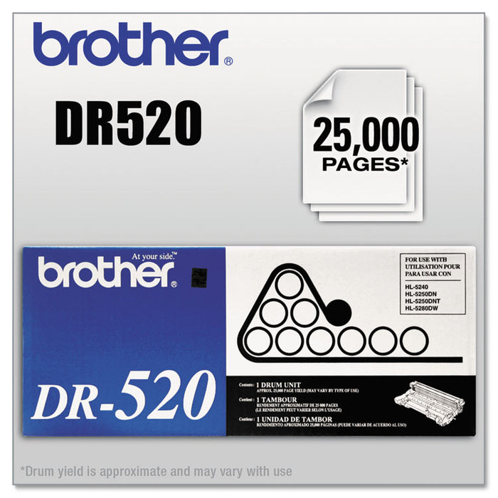 DR520 Drum Unit, 25,000 Page-Yield, Black