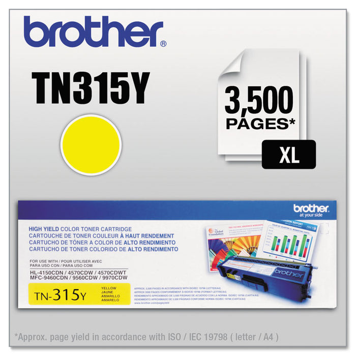 TN315Y High-Yield Toner, 3,500 Page-Yield, Yellow