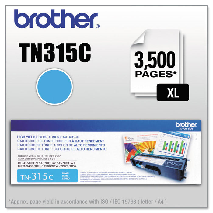 TN315C High-Yield Toner, 3,500 Page-Yield, Cyan