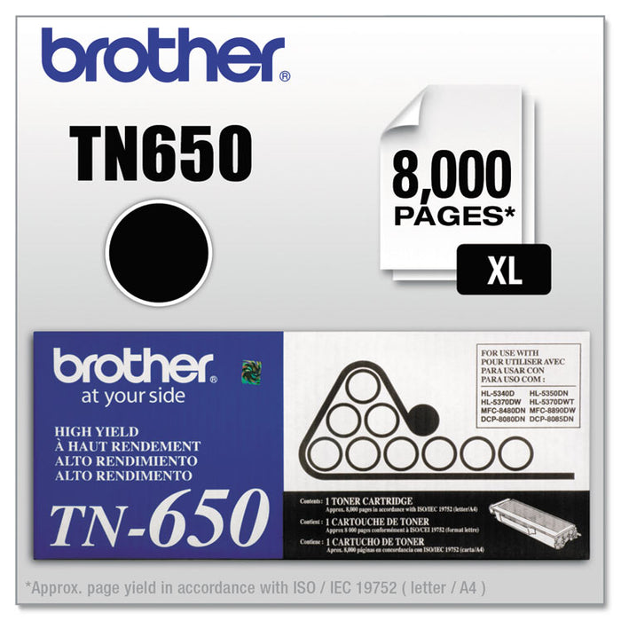 TN650 High-Yield Toner, 8000 Page-Yield, Black