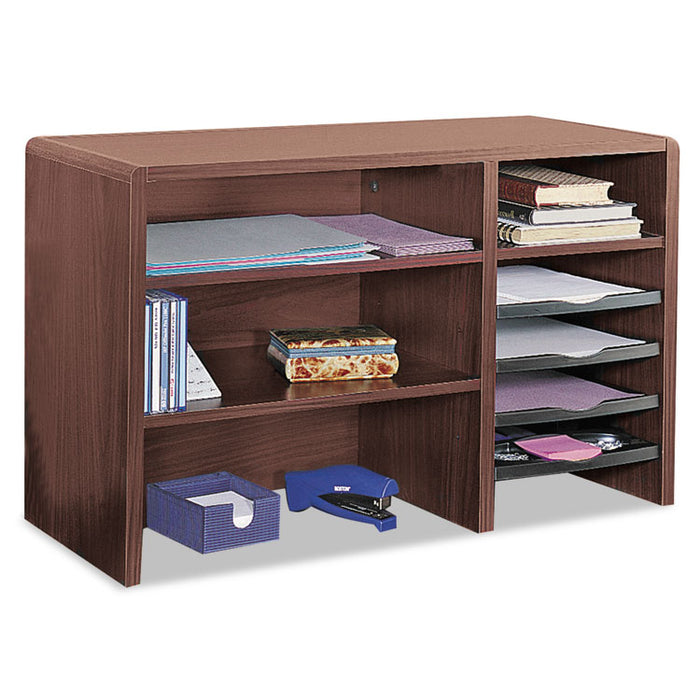 Desktop Organizer, Nine Sections, 29 x 12 x 18, Mahogany