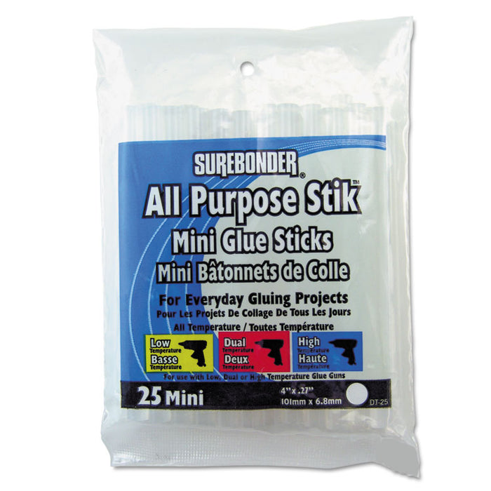 Hot Melt Glue Sticks, 0.27" x 4", Dries White, 25/Pack