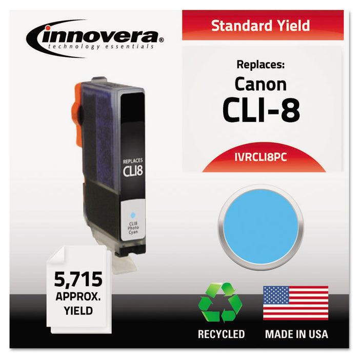 Remanufactured 0624B002 (CLI8PC) Ink, 5715 Page-Yield, Photo Cyan