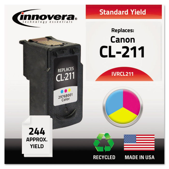 Remanufactured Tri-Color Ink, Replacement for CL-211 (2976B001), 244 Page-Yield