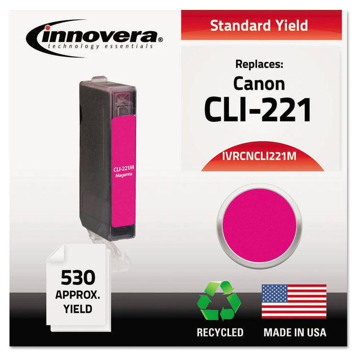Remanufactured Magenta Ink, Replacement for CLI-221M (2948B001), 530 Page-Yield