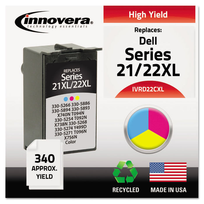 Remanufactured Tri-Color High-Yield Ink, Replacement for 21XL/22XL (330-5266), 340 Page-Yield
