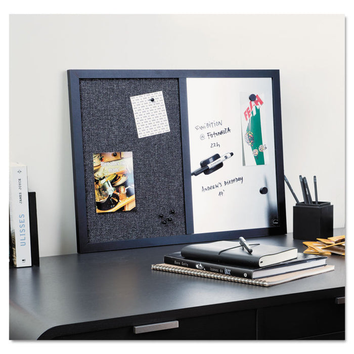 Combo Bulletin Board, Bulletin/Dry Erase, 24X18, Black Frame