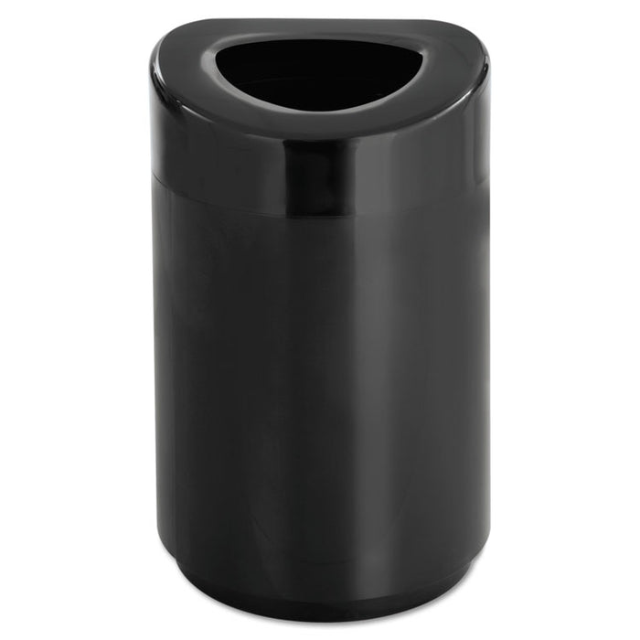Open Top Round Waste Receptacle, Steel, 30 gal, Black