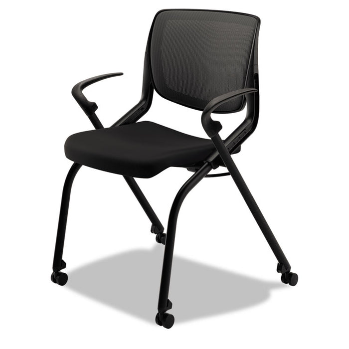Motivate Nesting/Stacking Flex-Back Chair, Onyx Seat/Black Back, Black Base