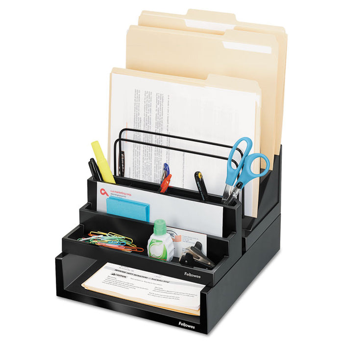 Designer Suites Desktop Organizer, 11 1/8 x 5 x 3 7/8, Black Pearl