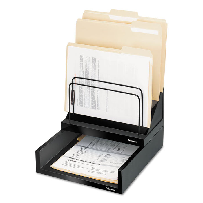 Designer Suites Desk Tray, 1 Section, Letter Size Files, 11.13" x 13" x 2.5", Black Pearl