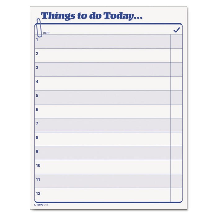 "Things To Do Today" Daily Agenda Pad, 8.5 x 11, 1/Page, 100 Forms