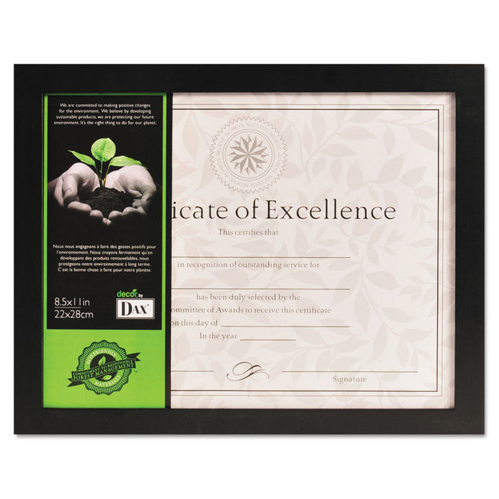 Solid Wood Photo/Document Frame, Easel Back, 8.5 x 11, Black