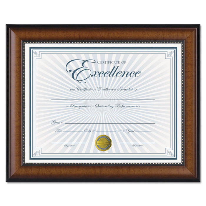 Prestige Document Frame, Walnut/Black, Gold Accents, Certificate, 8 1/2 x 11