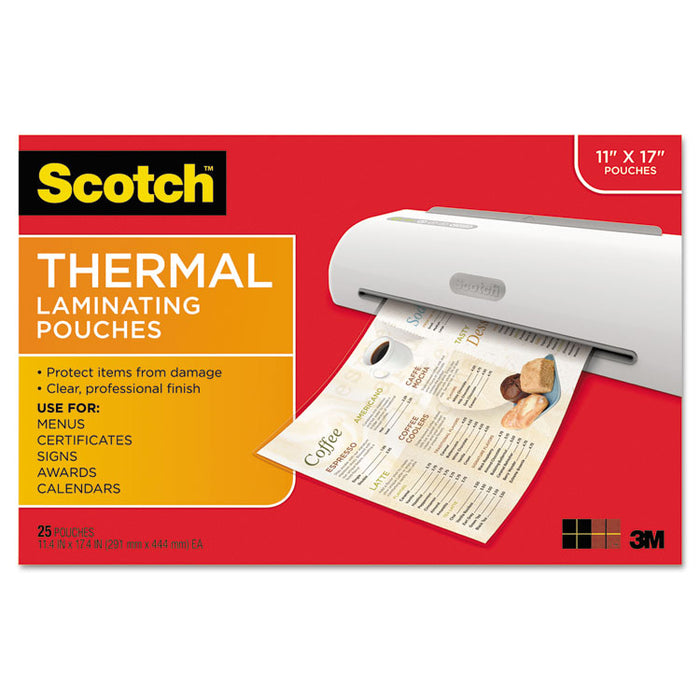 Laminating Pouches, 3 mil, 11.5" x 17.5", Gloss Clear, 25/Pack