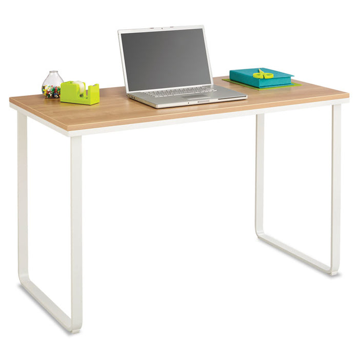 Steel Workstation, 47.25w x 24d x 28.75h, Beech/White