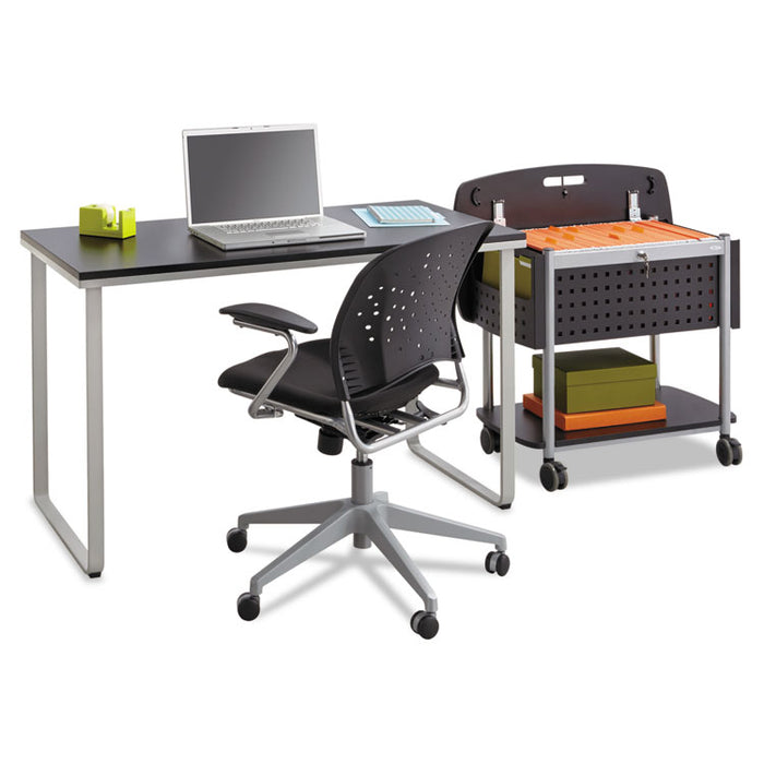 Steel Workstation, 47.25w x 24d x 28.75h, Black/Silver