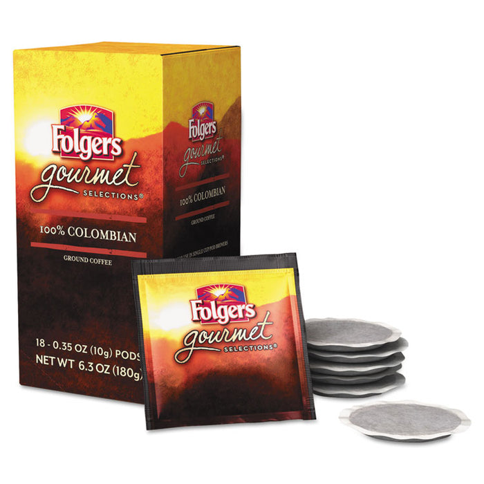 Gourmet Selections Coffee Pods, 100% Colombian, 18/Box