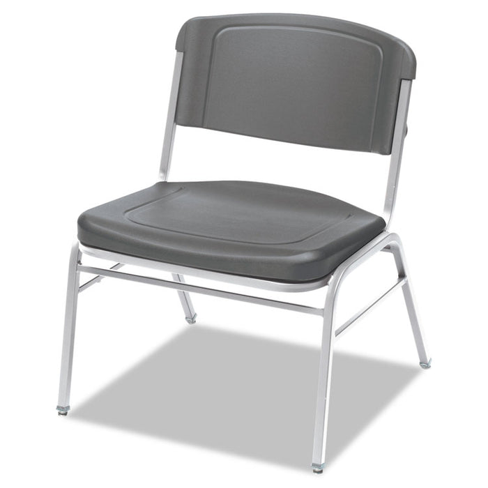 Rough n Ready Wide-Format Big and Tall Stack Chair, Supports Up to 500 lb, Charcoal Seat/Back, Silver Base, 4/Carton