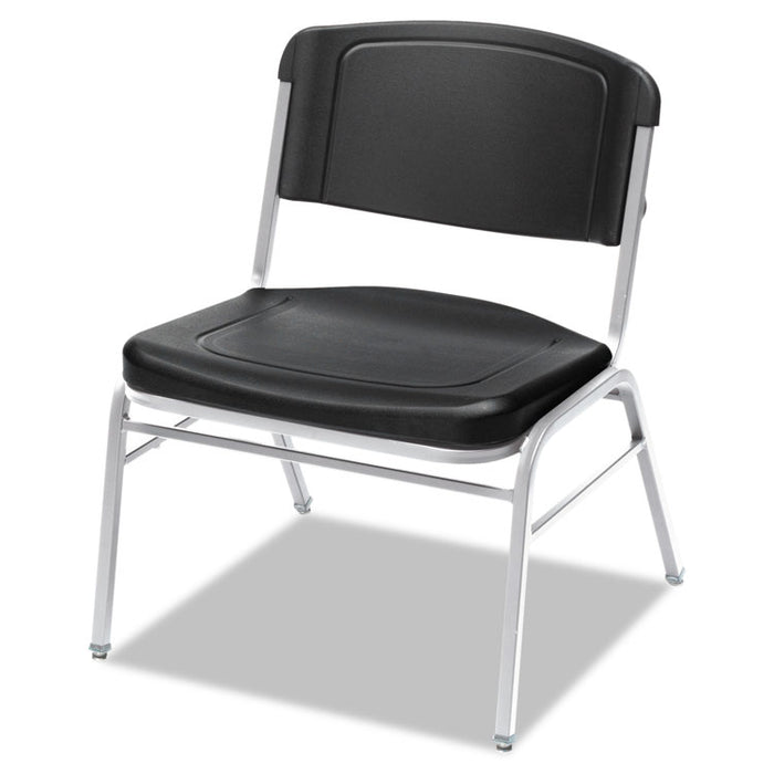 Rough 'N Ready Big and Tall Stack Chair, Black Seat/Black Back, Silver Base, 4/Carton