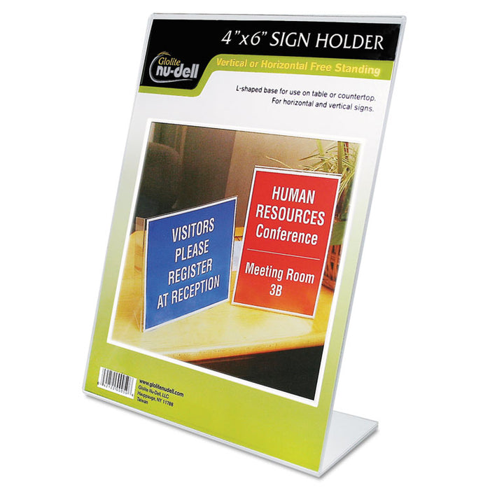 Clear Plastic Sign Holder, Desktop, 4 x 6