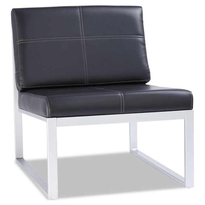 Alera Ispara Series Armless Chair, 26.57" x 30.71" x 31.1", Black Seat/Back, Silver Base