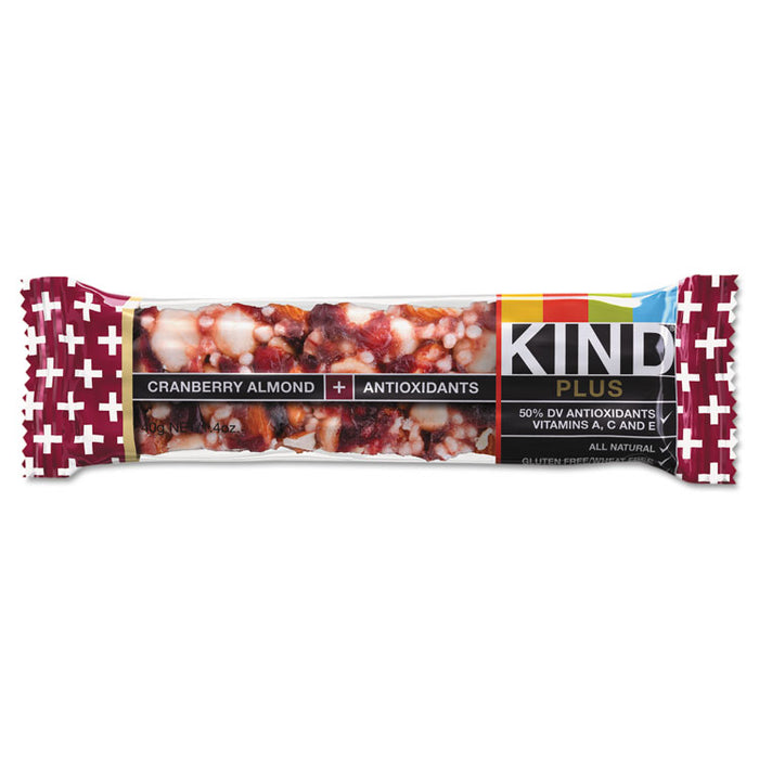 Plus Nutrition Boost Bar, Cranberry Almond and Antioxidants, 1.4 oz, 12/Box