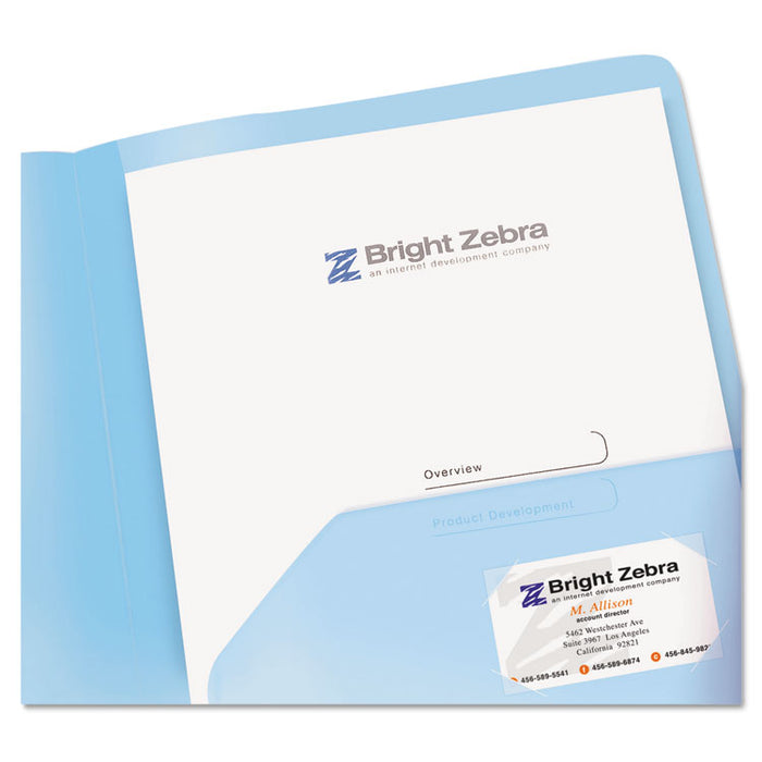 Plastic Two-Pocket Folder, 20-Sheet Capacity, 11 x 8.5, Translucent Blue