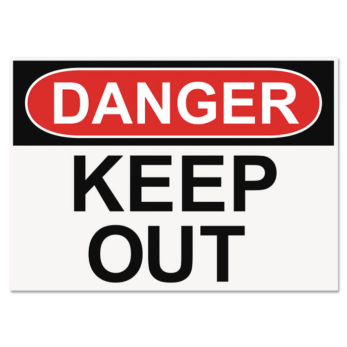 OSHA Safety Signs, DANGER KEEP OUT, White/Red/Black, 10 x 14