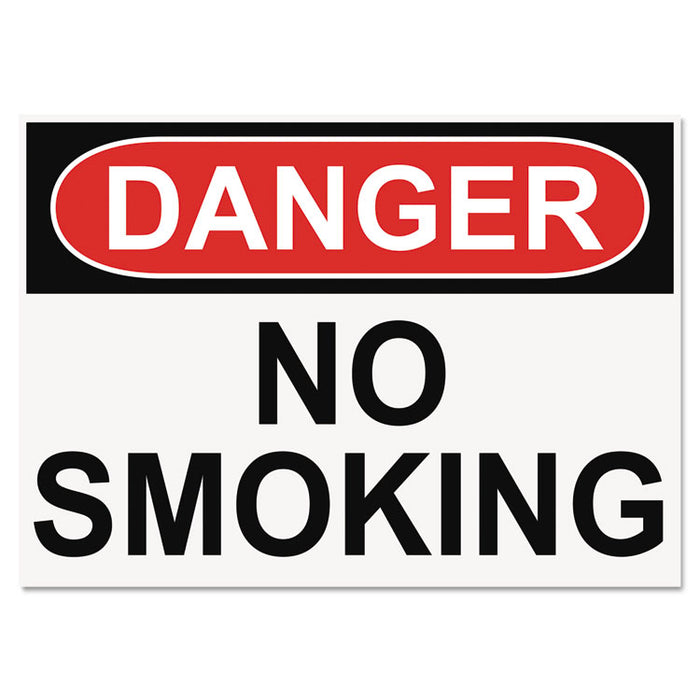 OSHA Safety Signs, DANGER NO SMOKING, White/Red/Black, 10 x 14