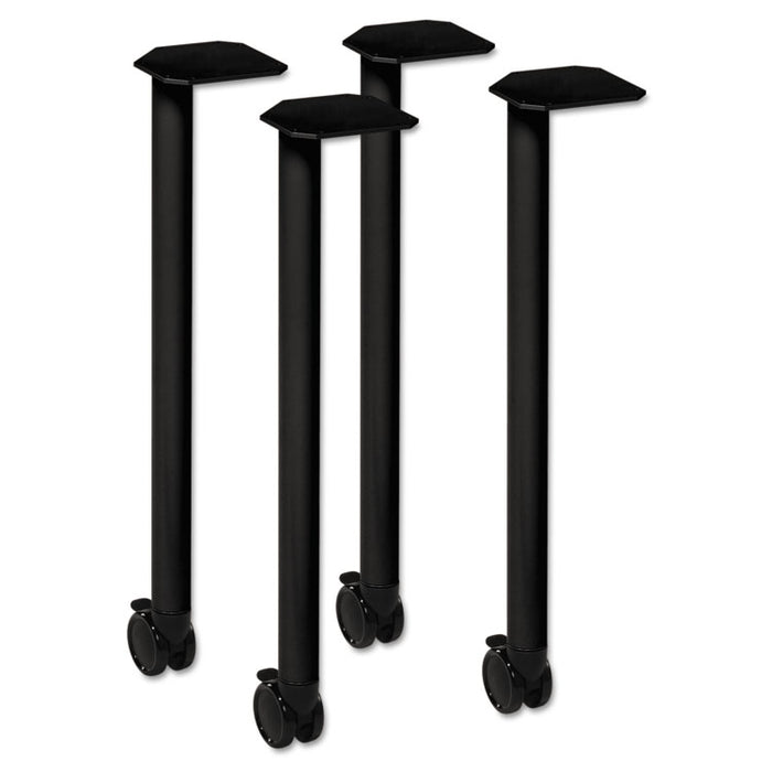 Huddle Series Post Leg Base with Casters, 1-3/4w x 1-3/4d x 28-3/8h, Black