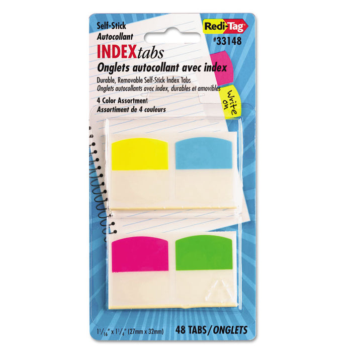 Write-On Index Tabs, 1/5-Cut, Assorted Colors, 1.06" Wide, 48/Pack
