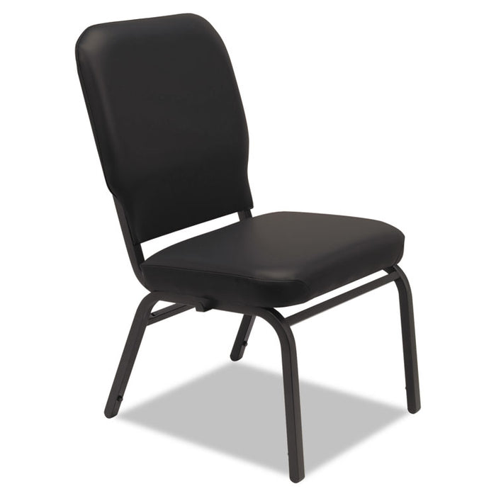 Oversize Stack Chair without Arms, Vinyl Upholstery, Black Seat/Black Back, Black Base, 2/Carton