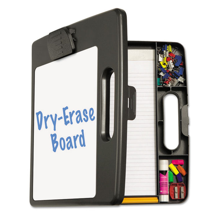 Portable Dry Erase Clipboard Case, 4 Compartments, 1/2" Capacity, Charcoal