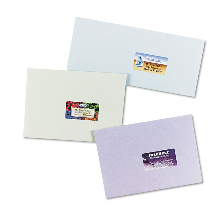 Vibrant Laser Color-Print Labels w/ Sure Feed, 1 1/4 x 2 3/8, White, 450/Pack
