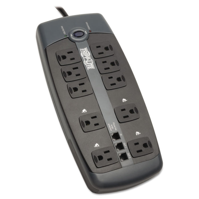 Protect It! Surge Protector, 10 Outlets, 8 ft Cord, 2395 Joules, Black