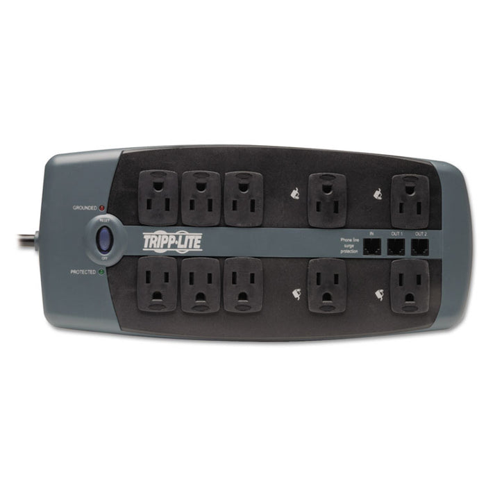 Protect It! Surge Protector, 10 Outlets, 8 ft Cord, 2395 Joules, Black