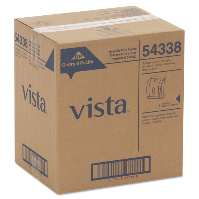 Hygienic Push-Paddle Roll Towel Dispenser, Translucent Smoke